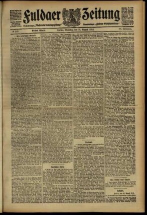 Erste Ausgabe vom Samstag, den 31. August 1912.