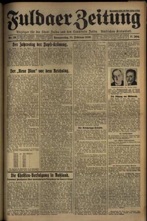 Erste Ausgabe vom Donnerstag, den 13. Februar 1930.