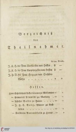 Verzeichniß der Theilnehmer