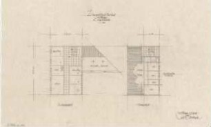 Gsaenger, Gustav; München, Linprunstr. 69 - 70; Verwaltungsgebäude - Verwaltungsneubau (Grundriss 3. OG, Grundriss DG)