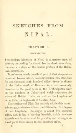 Chapter I. Geographical