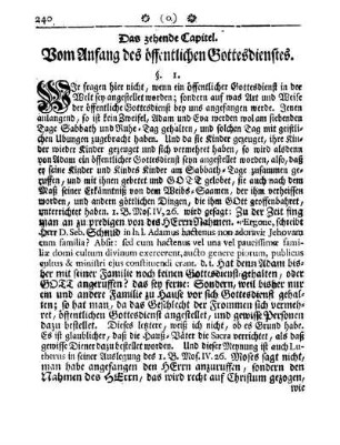 Das zehende Capitel. Vom Anfang des öffentlichen Gottesdienstes.