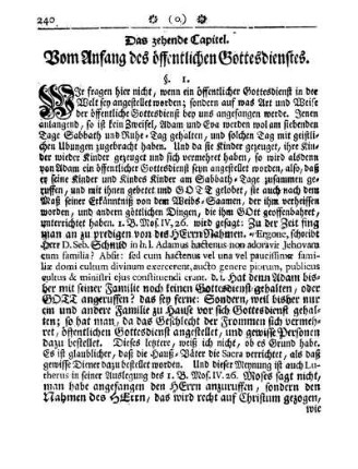 Das zehende Capitel. Vom Anfang des öffentlichen Gottesdienstes.