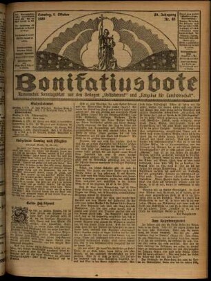 Erste Ausgabe vom Sonntag, den 01. Oktober 1922.