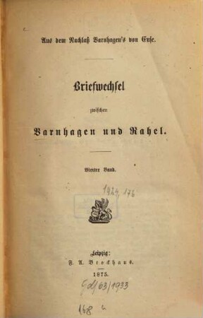 Briefwechsel zwischen Varnhagen und Rahel, 4