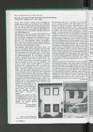 Betr.: Leserbrief von G. Lenfter über die Gestaltungsregeln in der Fritz-Schumacher-Siedlung