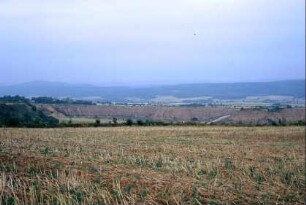 Acker, dahinter Tagebau
