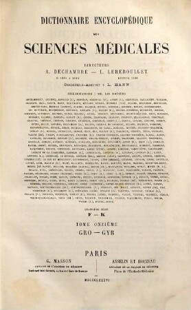 Dictionnaire encyclopédique des sciences médicales, 4,11. Gro - Gyr