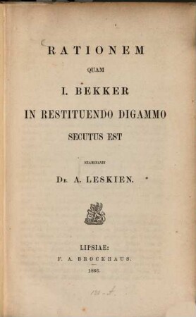 Rationem quam I. Bekker in restituendo digammo secutus est