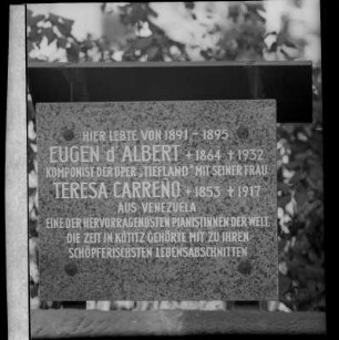 Gedenktafel für Eugen d'Albert und Teresa Carreno