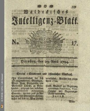 No. 17. Dienstag, den 29. April 1794