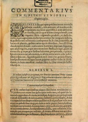 In C. Plinii Maioris capita aliquot ... commentarius