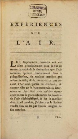 Experiences sur l'Air