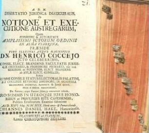 Dissertatio Iuridica Inauguralis, De Notione Et Executione Austregarum