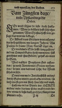 Vam jüngsten dage/ unde Upstandinge der Doden.