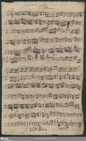 Violino. / Flaute Travers. [= gestrichen] Arie. Viola