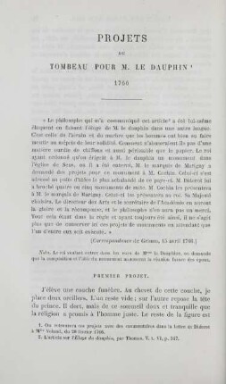 Projets du tombeau pour M. le Dauphin. 1766