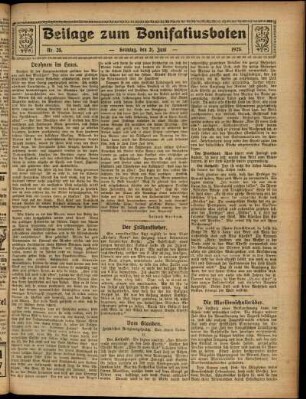 Zweite Ausgabe vom Sonntag, den 21. Juni 1925.
