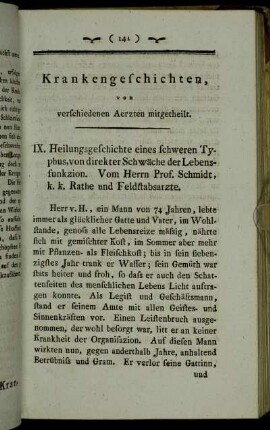 Krankengeschichten, von verschiedenen Aerzten mitgetheilt.