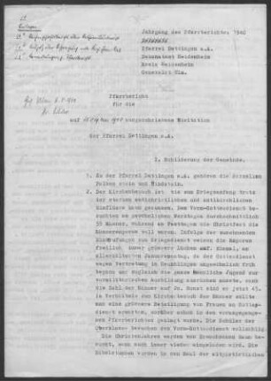 Dettingen/Albuch: Pfarrbericht 1940