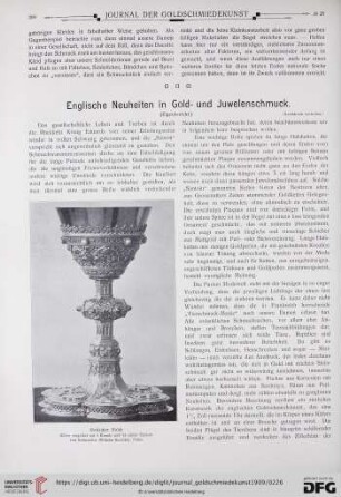 Englische Neuheiten in Gold- und Juwelenschmuck