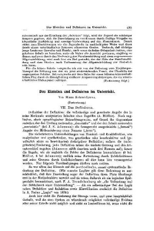 Das Einteilen und Definieren im Unterricht : (Fortsetzung)