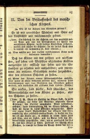 III. Von der Beschaffenheit des menschlichen Körpers.