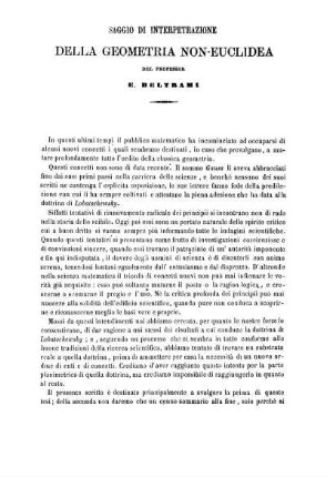 Saggio di Interpretazione della Geometria Non-Euclidea.