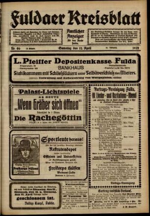 Zweite Ausgabe vom Samstag, den 12. April 1919.