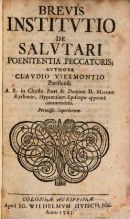 Brevis Institutio de Salutari Poenitentia Peccatoris