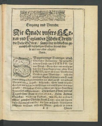 Eingang und Vorrede.
