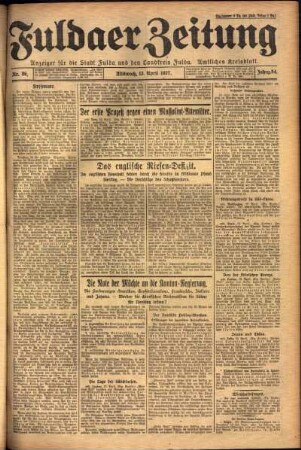 Erste Ausgabe vom Mittwoch, den 13. April 1927.