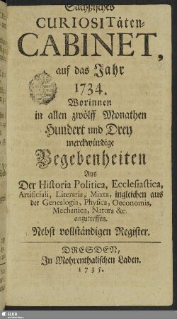 1734: Curiosa Saxonica