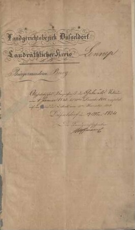 Dezennaltabellen 1823 - 1832 Geburten, Heiraten und Sterbefälle Burg
