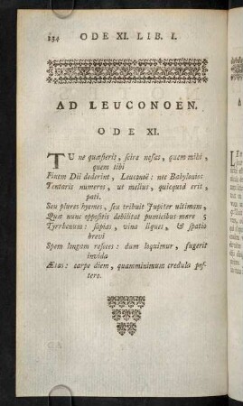 134-139, Ad Leuconoen. Ode XI.; Remarques Sur L'Ode XI.; Notes Sur L'Ode XI.