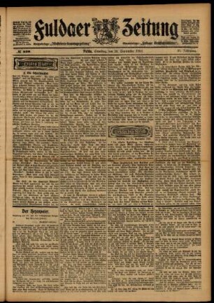Erste Ausgabe vom Samstag, den 26. September 1903.
