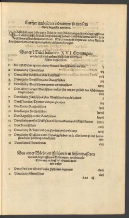 Kurtzer innhalt der ordnungen so in disem Buch begriffen werdend.