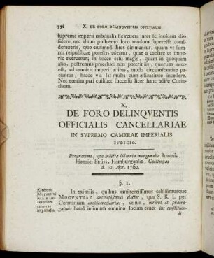 X. De Foro Delinquentis Officialis Cancellariae In Supremo Camerae Imperialis Iudicio