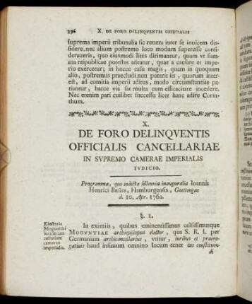 X. De Foro Delinquentis Officialis Cancellariae In Supremo Camerae Imperialis Iudicio