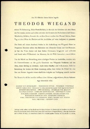 Rundschreiben T. Wiegand