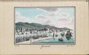 'Genua' Gesamtansicht; Aquarell