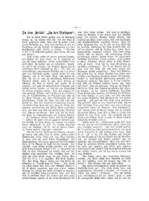 Zu dem Artikel "An den Unsrigen"