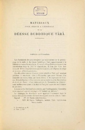 Matériaux pour servir à l'histoire de la déesse bouddhique Tàrà