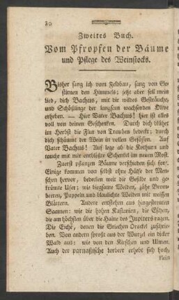 Zweites Buch. Vom Pfropfen der Bäume und Pflege des Weinstocks
