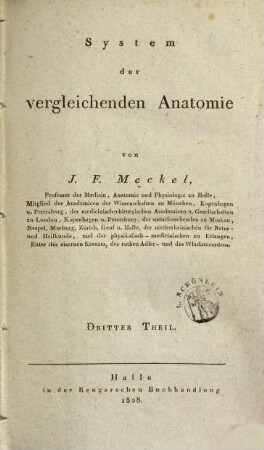 System der vergleichenden Anatomie, 3