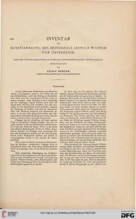 Inventar und Kunstsammlung des Erzherzogs Leopold Wilhelm von Österreich: nach der Originalhandschrift im fürstlich schwarzenberg'schen Centralarchive