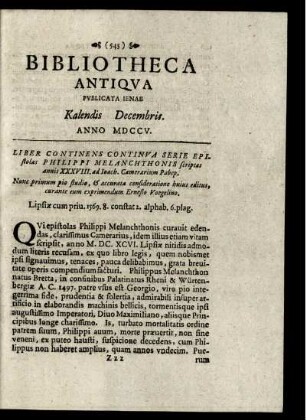 Kalendis Decembris. Anno MDCCV.