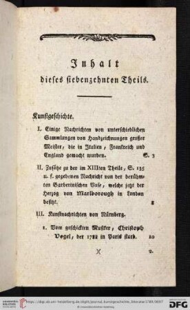 Inhalt dieses siebzehnten Theils