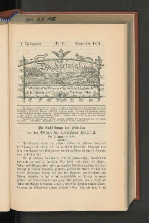 1. Jahrgang. No. 11. November 1891.