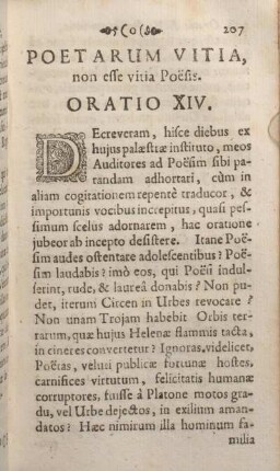 Poetarum Vitia, non esse vitia Poesis. Oratio XIV.